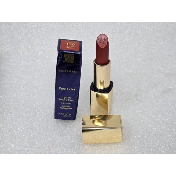 Estee Lauder Pure Color Hi-Lustre Lipstick 130 Slow Burn - Refillable 0.12 oz - Picture 1 of 2